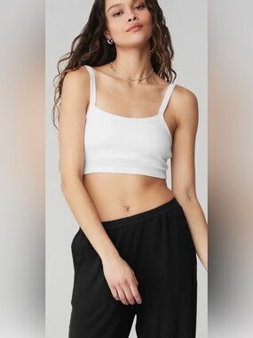 Alo Yoga Ribbed Crop Whisper Bra Tank -White. NWOT
